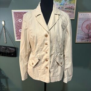 Talbots Vintage Beige Button-Up Jacket Size 4 👑